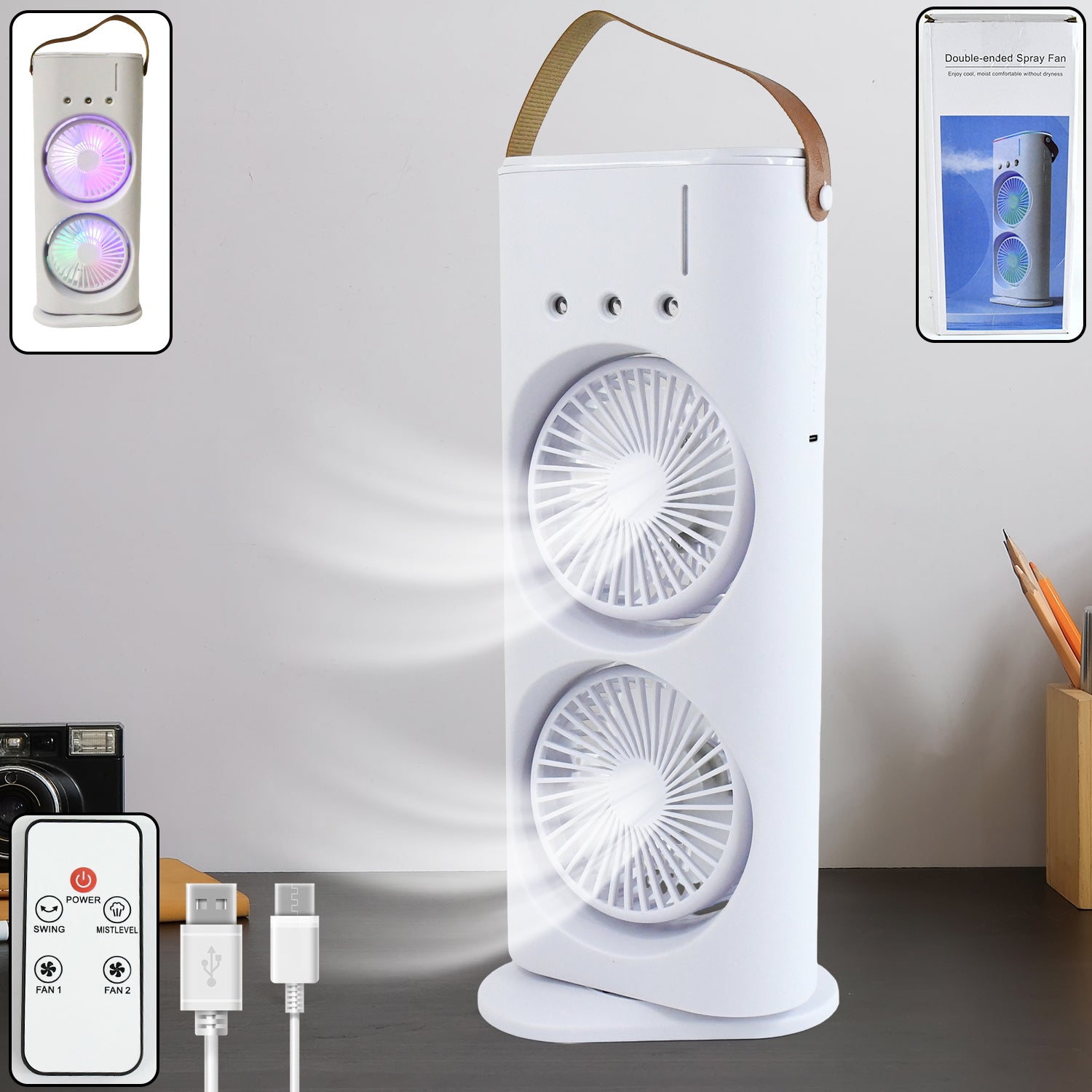 Electric Fan Desktop Double-Head Powerful Air Cooler (1 Pc / With Remote / Plug and Play) Electric Fan Desktop Double-Head Powerful Air Cooler (1 Pc / With Remote / Plug and Play)
